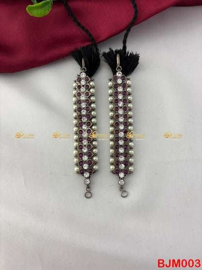 Temple Jewellery Matil Earchain with kemp stones & pearls