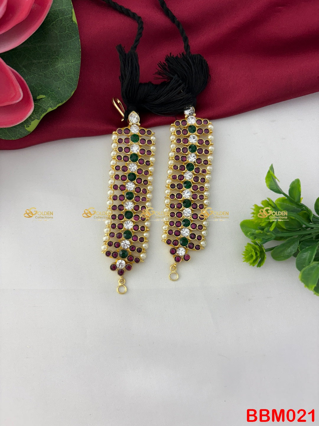 Bharatanatyam Kemp Mattal (Ear Chain) – Traditional Temple Jewellery for Arangetram & Brides BBM021