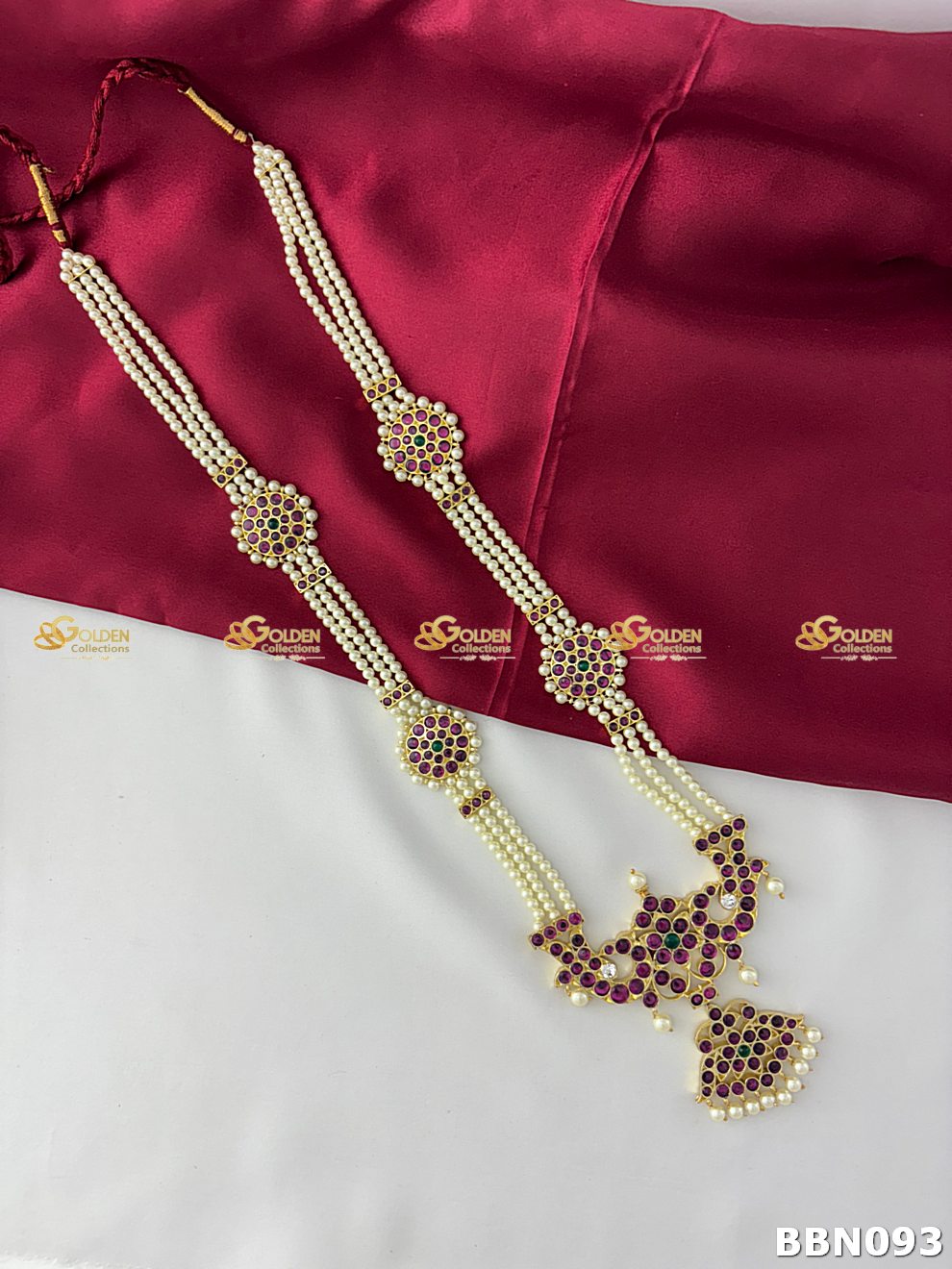 Bharatanatyam Kemp Pearl Long Haram | Temple Jewellery for Bharatanatyam & Kuchipudi