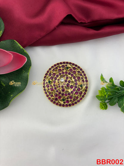 Real Kemp Rakodi Hair Ornament for Bharatanatyam BBR002 with red-green kemp stones