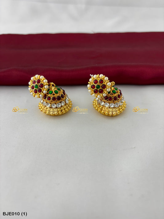 Bharatanatyam Kempu Jhumki Goldencollections Color: Multi, Style: Bharatanatyam Earrings Image 1