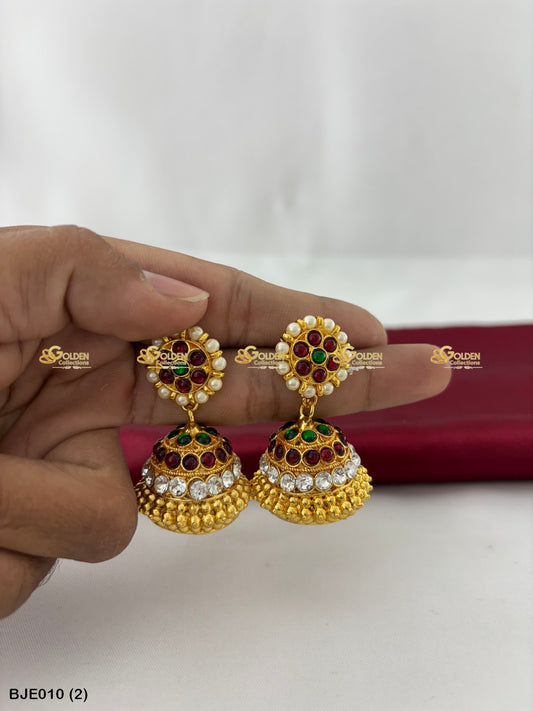 Bharatanatyam Kempu Jhumki Goldencollections Color: Multi, Style: Bharatanatyam Earrings Image 1