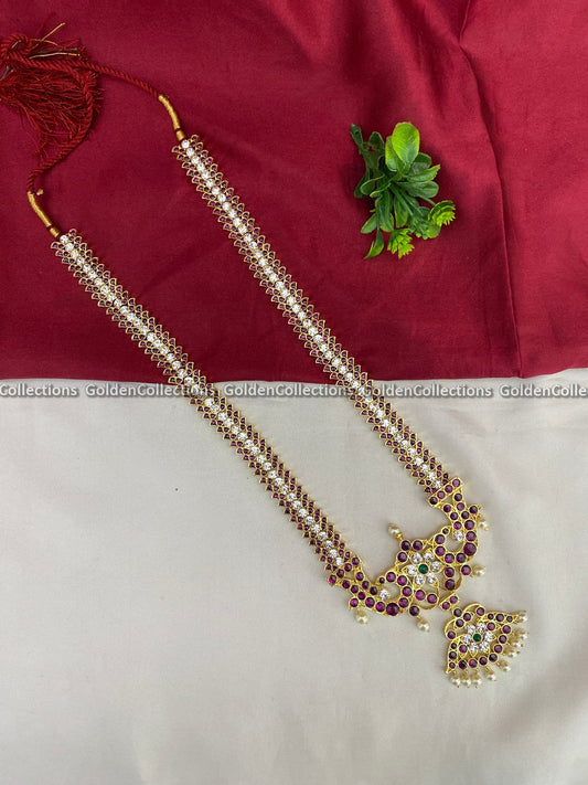 Bharatanatyam Long Necklace With Kemp Stones Goldencollections  Color: Kemp Style: Kemp Short Necklace  Image 2
