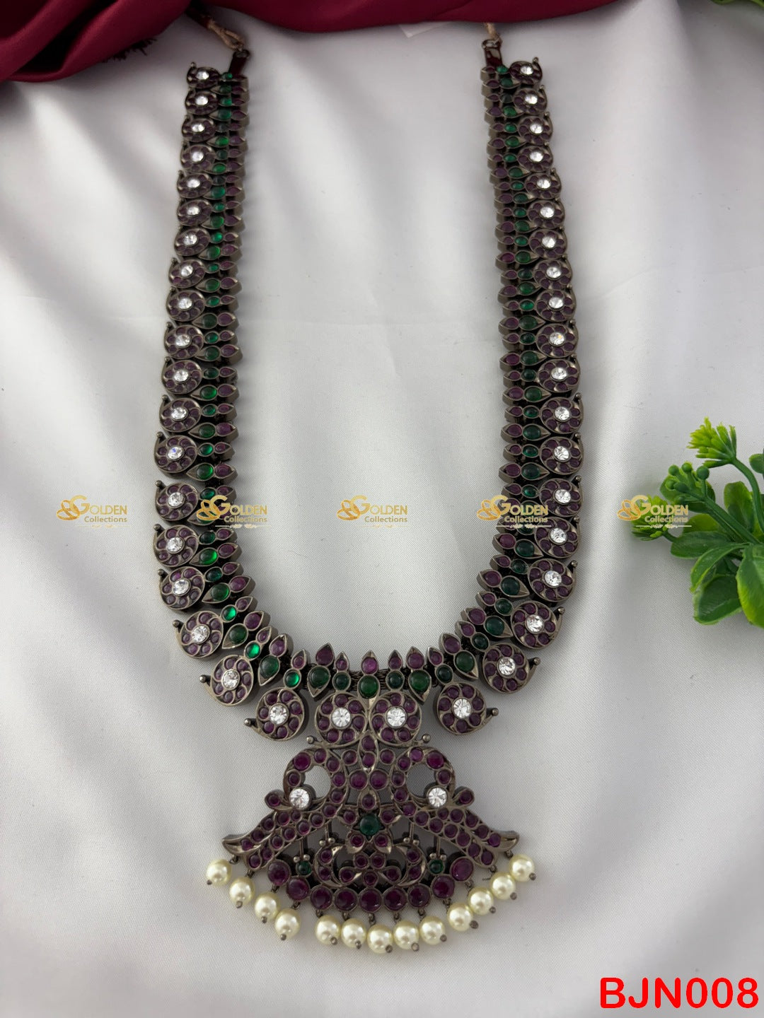 Bharatanatyam Mango Haram – Kemp Stone Temple Jewellery | GoldenCollections bjn008