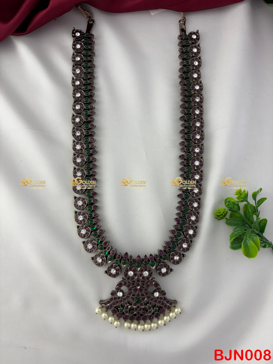 Bharatanatyam mango long haram, Kemp mango necklace