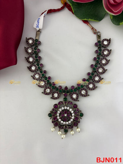 bharatanatyam mango short necklace round pendant_5 bjn011