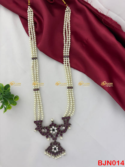 bharatanatyam pearl necklace double kemp pendant bjn014 gGoldencollections