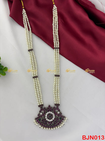 Bharatanatyam Pearl Necklace | Kemp Muthu Malai Temple Jewellery
