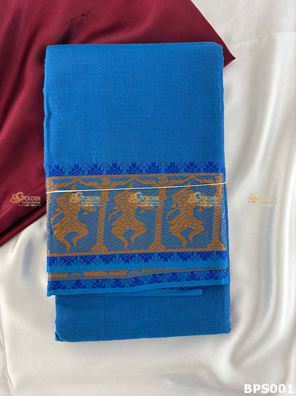 Bharatanatyam dance saree for practice easy drape cotton saree Blue