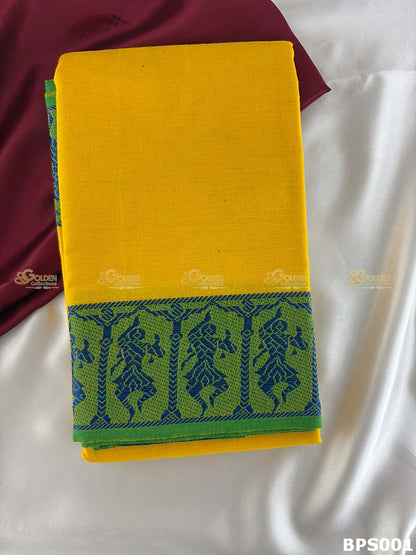 Bharatanatyam practice saree for beginners and students cotton saree Lemon -Yellow
