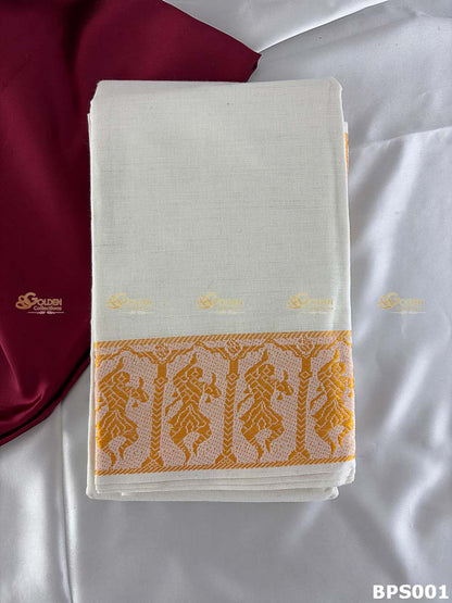 Bharatanatyam cotton saree for daily practice and dance classes White
