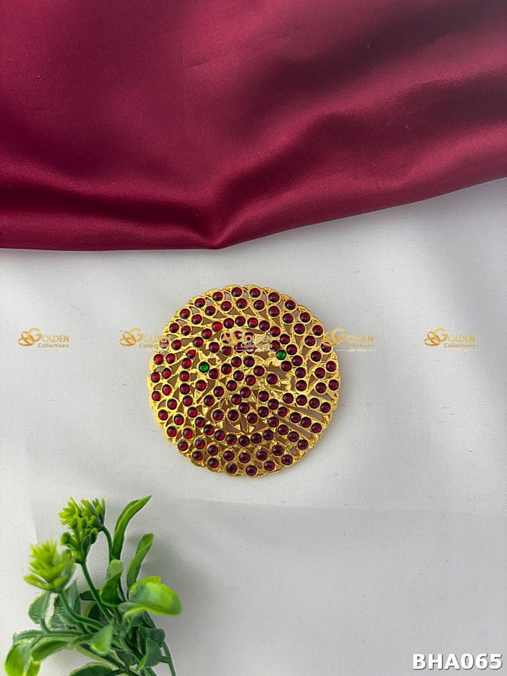 Bharatanatyam Rakodi Billa with Kemp Stones – Classical Dance Temple Jewellery Back Head Ornament
