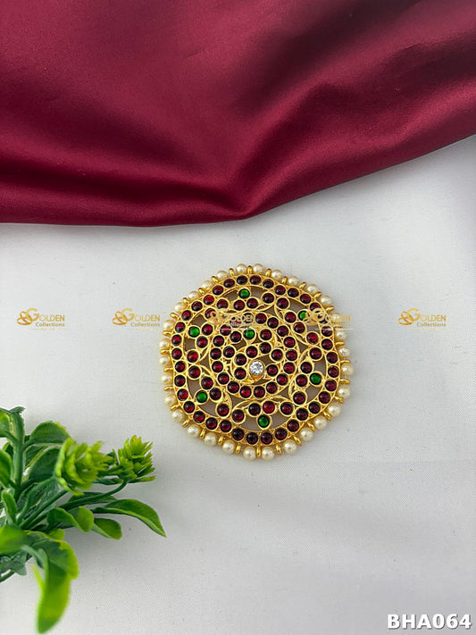 Bharatanatyam Rakodi with Pearl Border | Spiral Kemp Temple Jewellery Bun Accessory BHA064