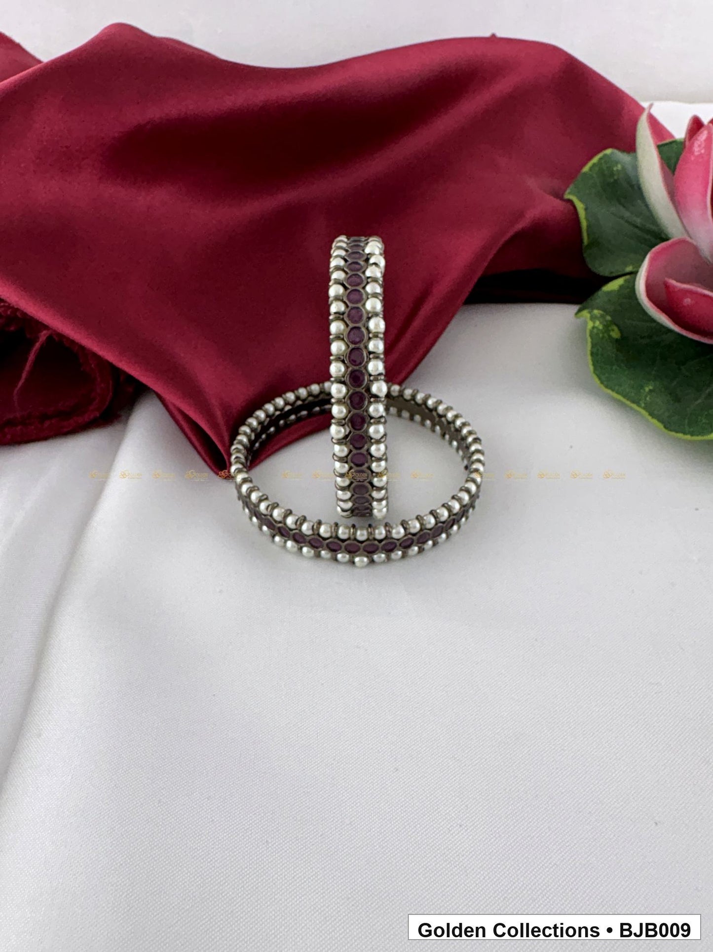 Front view of Black Kemp Bangles for Bharatanatyam and Kuchipudi Dance from Golden Collections
