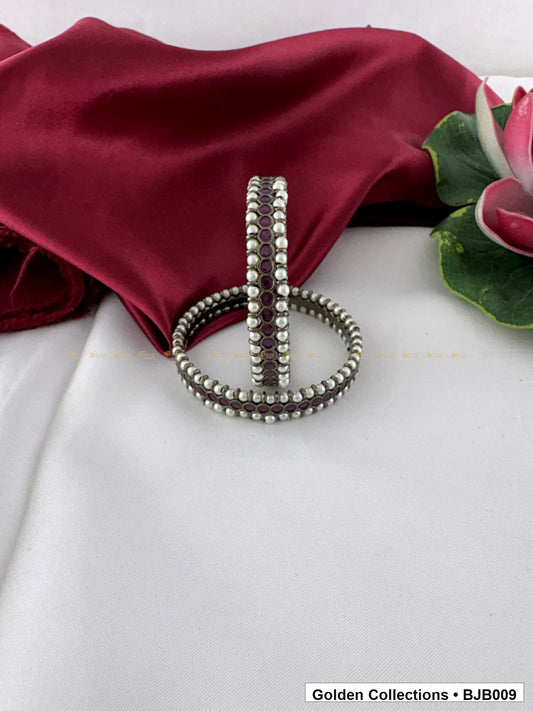 Front view of Black Kemp Bangles for Bharatanatyam and Kuchipudi Dance from Golden Collections