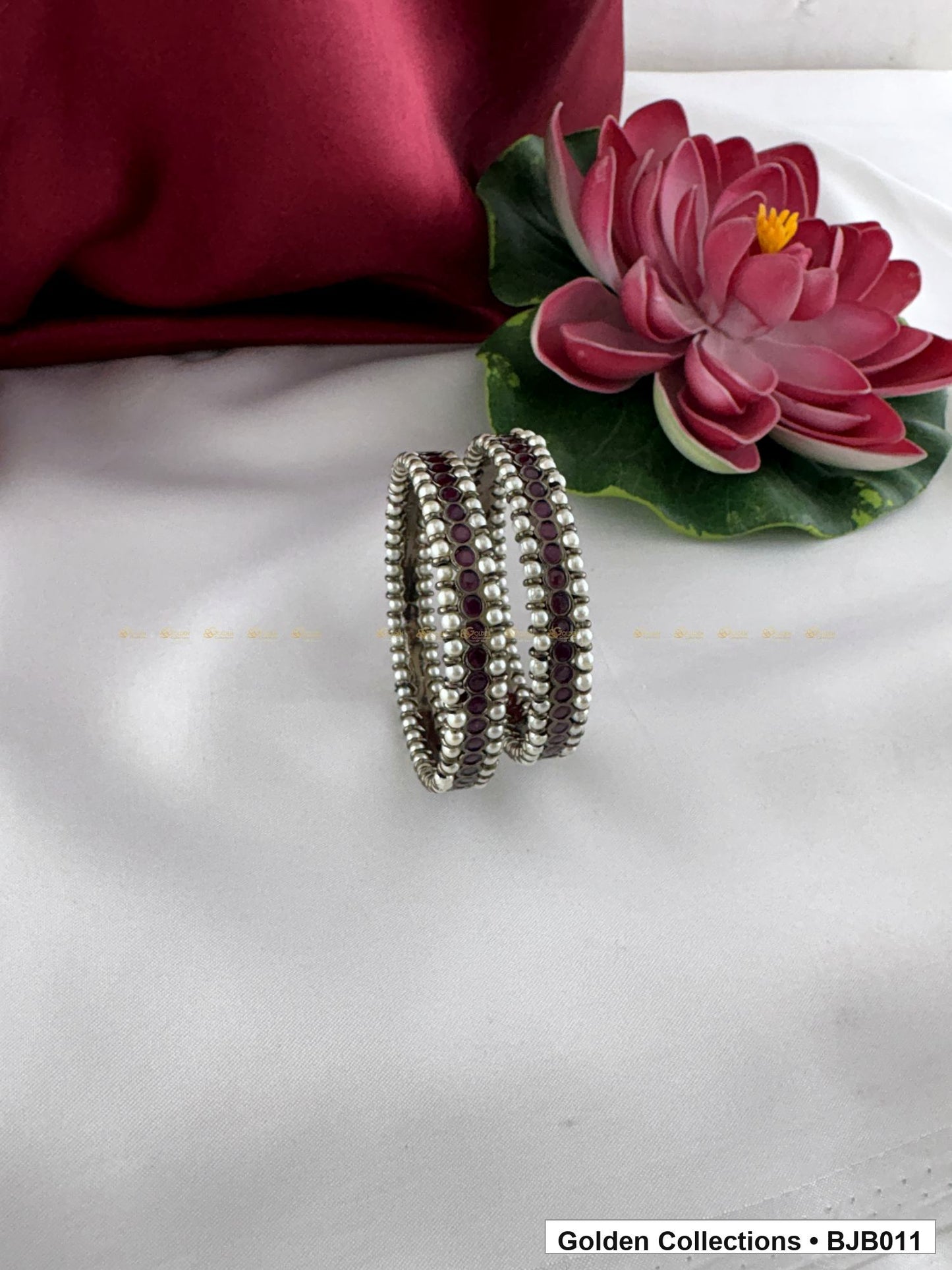 Front view of Black Kemp Bangles for Bharatanatyam and Kuchipudi Dance from Golden Collections