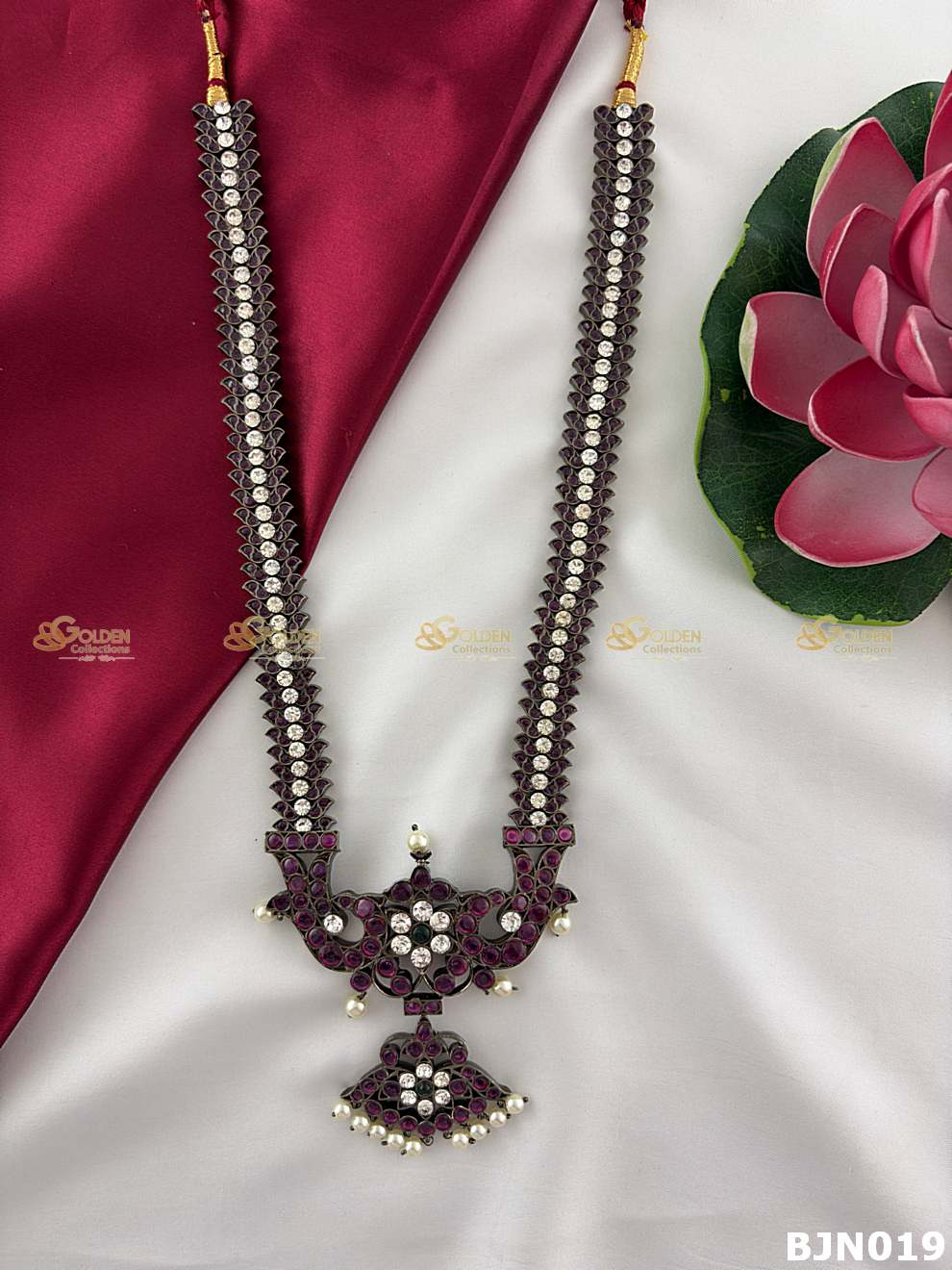 Black Kemp Bharatanatyam Long Haram | Temple Jewellery Arangetram Necklace