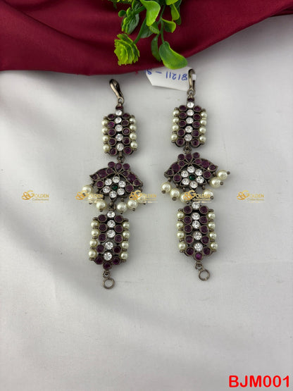 Black Kemp Bharatanatyam Mattal Temple Jewelry (Ear Chain) Goldencollections