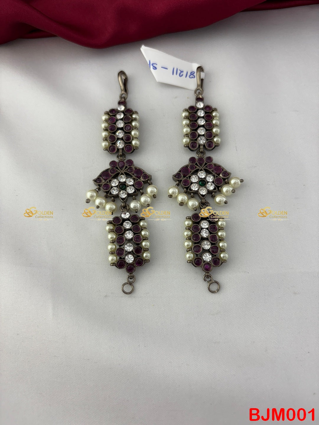 Black Kemp Bharatanatyam Mattal Matil temple jewelry at GoldenCollections