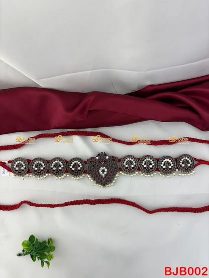 Black Kemp Bharatanatyam Oddiyanam | Traditional Vaddanam Waist Belt Goldencollections