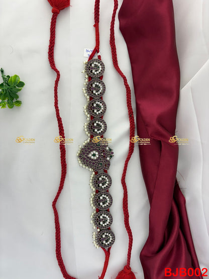 Black Kemp Bharatanatyam Oddiyanam | Traditional Dance Waist Belt Vaddanam goldencollections