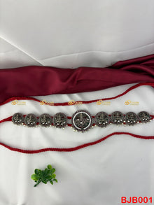 Black Kemp Vaddanam Oddiyanam Waist Belt for Bharatanatyam BJB001 with black kemp stones