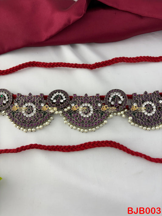 black kemp peacock bharatanatyam oddiyanam waist belt vaddanam kamarband GOLDENCOLLECTIONS