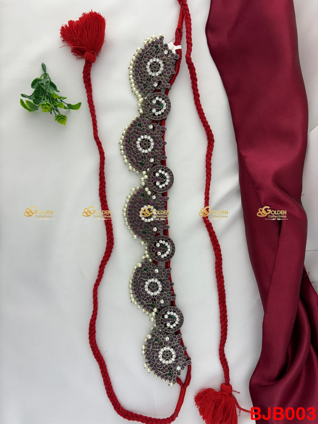 GOLDENCOLLECTIONS Black Kemp Peacock Bharatanatyam Oddiyanam Waist Belt Vaddanam Kamarband