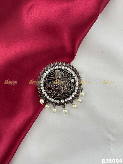 Black Kemp Rakodi for Bharatanatyam | Temple Jewellery Bun Disc