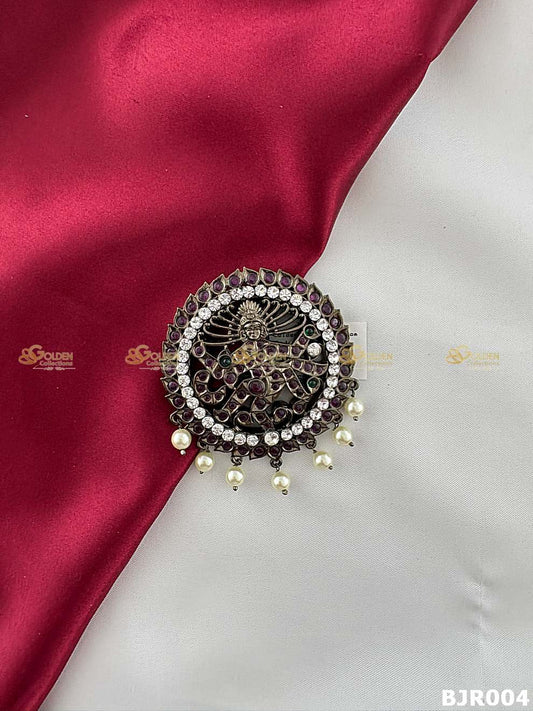 Black Kemp Rakodi for Bharatanatyam | Temple Jewellery Bun Disc