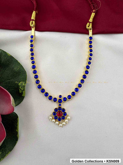 Additional product view of Blue Bead Real Kemp Short Necklace with Pendant from Golden Collections