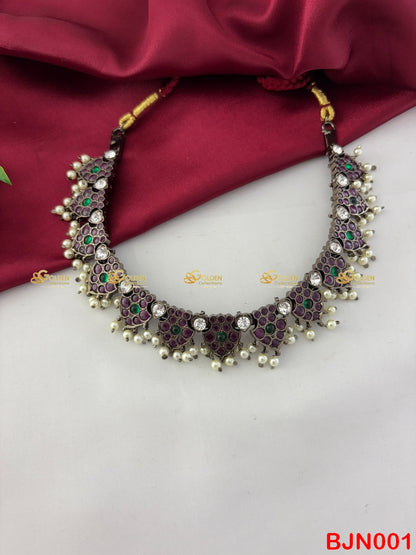 Brass Premium Kemp Bharatanatyam Jewellery | Black Polish Temple Jewellery for Dance & Arangetram