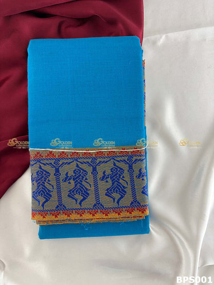 Lightweight dance saree for Bharatanatyam rehearsal and performance preparation Blue
