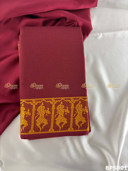 Kuchipudi rehearsal saree cotton easy movement dance saree Marron
