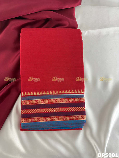Bharatanatyam training saree breathable cotton for long hours practice Red
