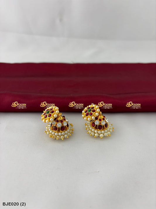 Classical Kempu Jhumki Goldencollections Color: Multi, Style: Bharatanatyam Earrings Image 1