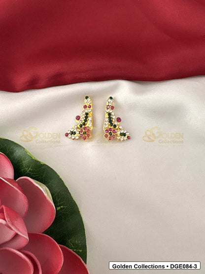 Curved Karna Pathakam Deity Earrings for Idol Alankaram front view showing 4 Cms variant for deity idol alankaram