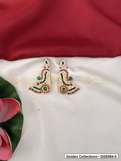 Curved Karna Pathakam Deity Earrings for Idol Alankaram front view showing 6 Cms variant for deity idol alankaram