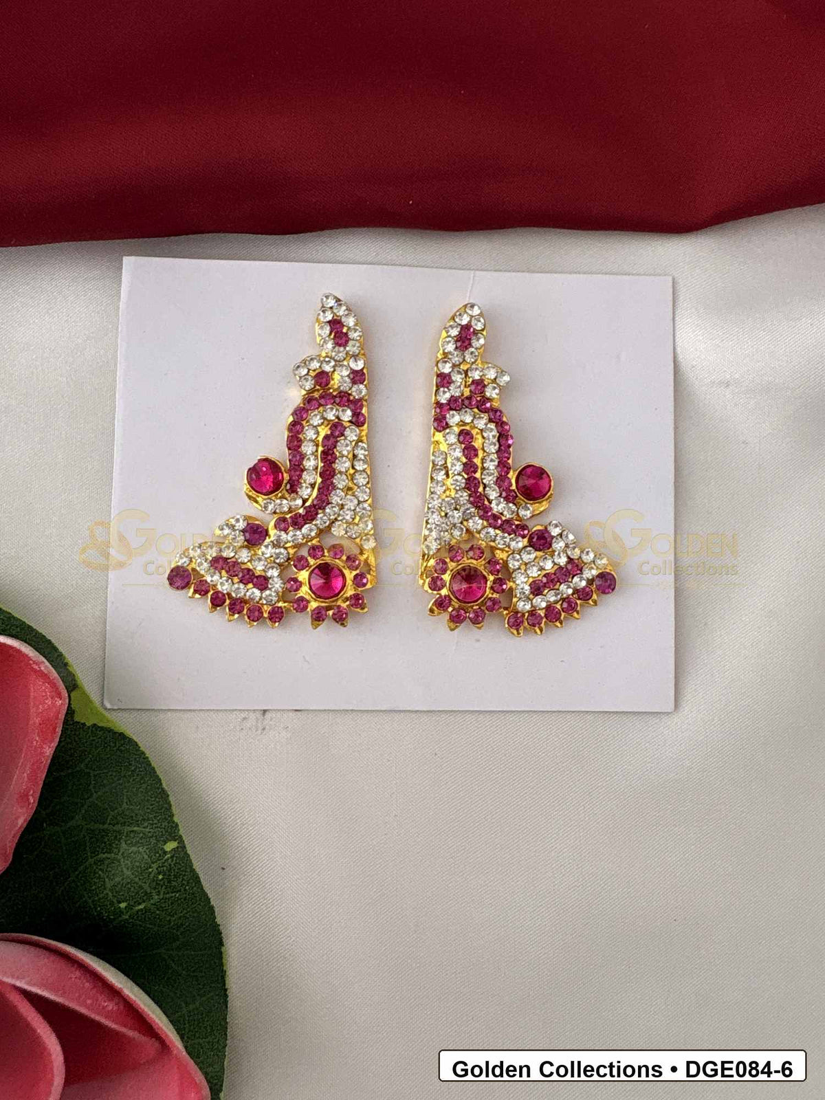 Curved Karna Pathakam Deity Earrings for Idol Alankaram front view showing 6 Cms variant for deity idol alankaram