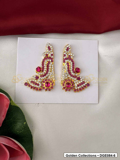 Curved Karna Pathakam Deity Earrings for Idol Alankaram front view showing 6 Cms variant for deity idol alankaram