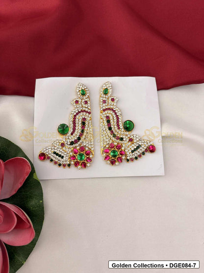 Curved Karna Pathakam Deity Earrings for Idol Alankaram front view showing 10 Cms variant for deity idol alankaram