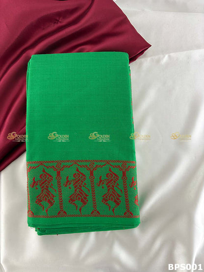 Bharatanatyam costume saree for practice lightweight cotton material Green 

