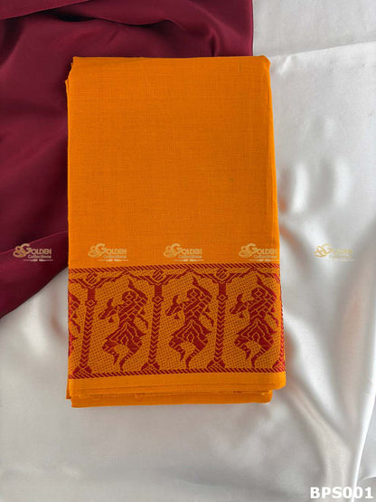 Kuchipudi dance saree for practice traditional cotton saree Orange
