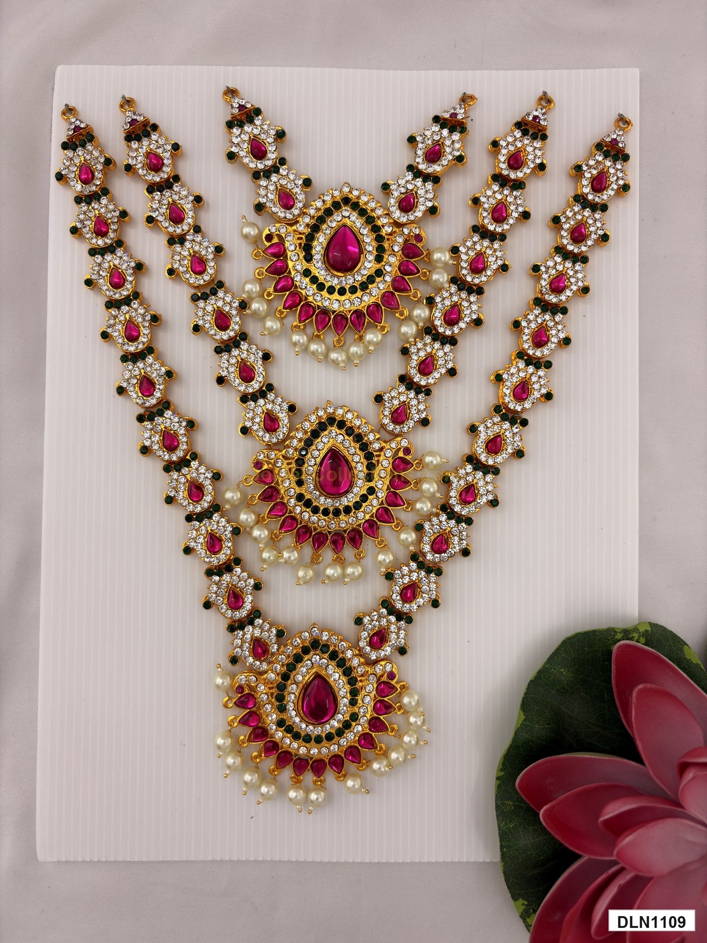 deity chest long haram full product view with gold plating for idol alankaram