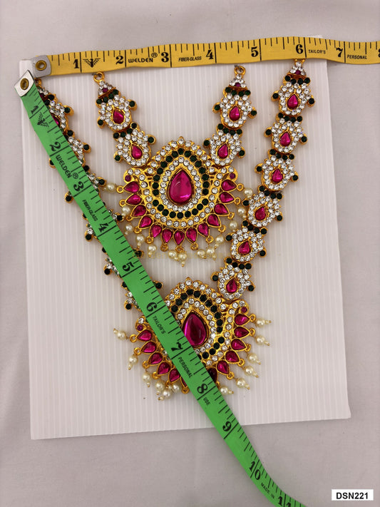 Measurement photo showing 8 x 6 Inches deity short haram with measuring tape for idol alankaram