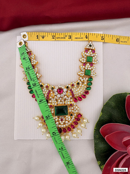 Measurement photo showing 6 x 4 Inches deity short haram with measuring tape for idol alankaram