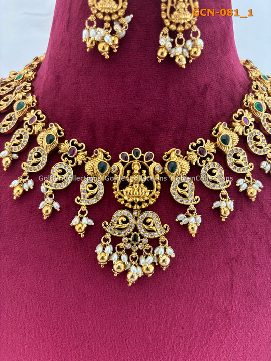 Designer Fashion Necklaces For Women : Necklace Earring Set GoldenCollections 2