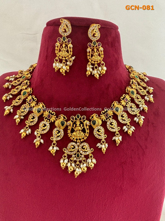 Designer Fashion Necklaces For Women : Necklace Earring Set GoldenCollections 