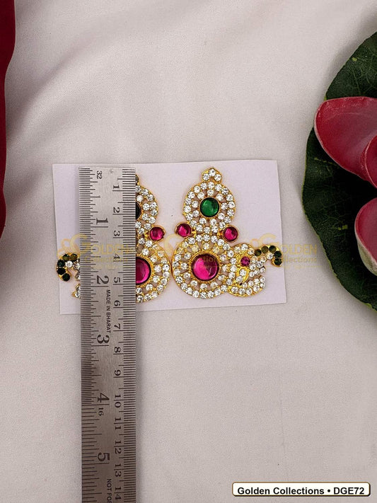 Close-up detail of Ornamental Deity Earrings for Idol Alankaram 2.25 x 2 inches DGE72 from Golden Collections
