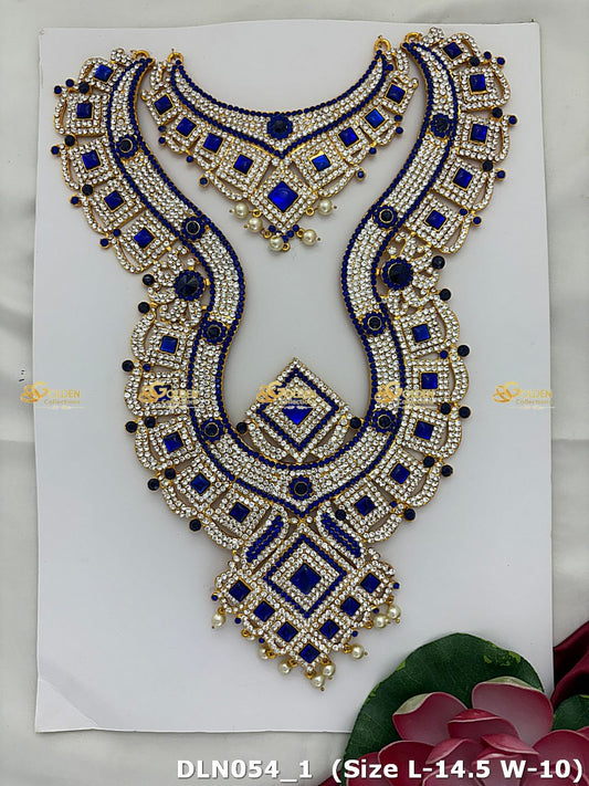 Lakshmi / Amman Blue with White 2 Step Long Haram Set DLN054 deity long haram image 1